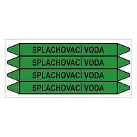 Značení potrubí, splachovací voda,4 ks, 250 × 26 mm